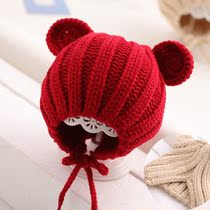 Three month baby hat autumn winter ladies baby hat adorable cute cute cute cute cute baby boy Bayern New Year red wool line hat