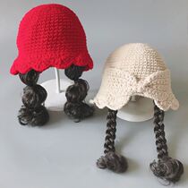 Cap child with braid baby card foreign air baby safety clip less New Years children head accessories upscale