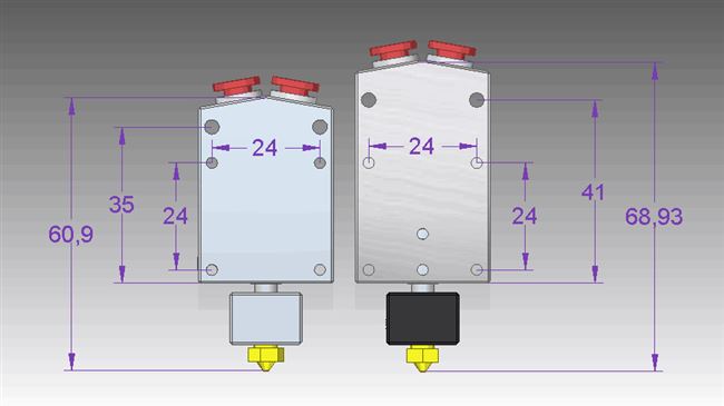 Máy in 3d phụ kiện đầu phun hai màu 2in1-v2, đầu đùn đổi màu hai trong một, in màu chữ quảng cáo - Phụ kiện máy in