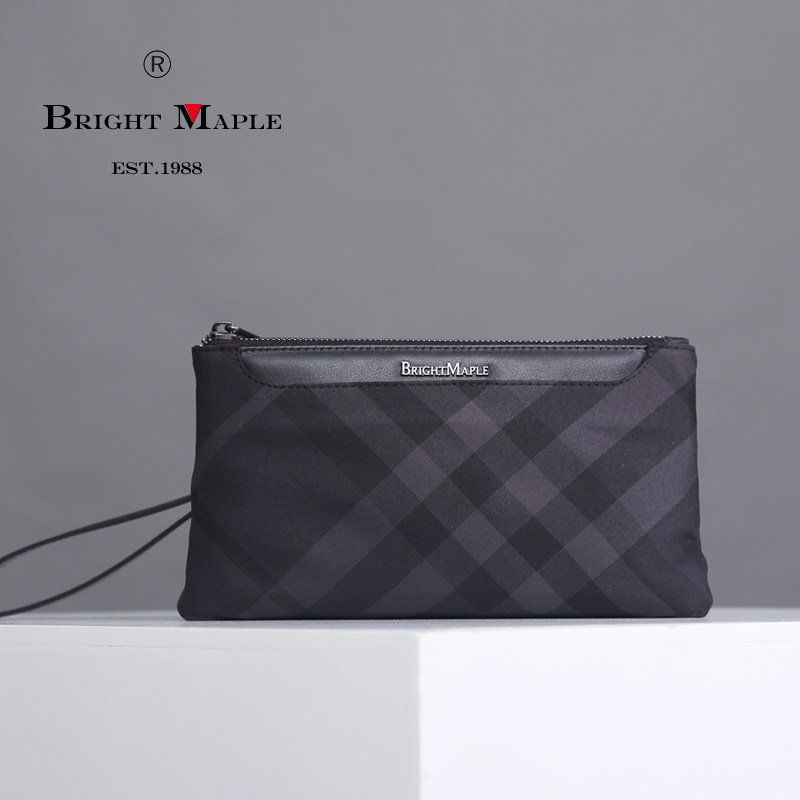 New style men's handbag men's bag large-capacity clutch bag clutch bag canvas oxford cloth clip bag plaid envelope bag trendy