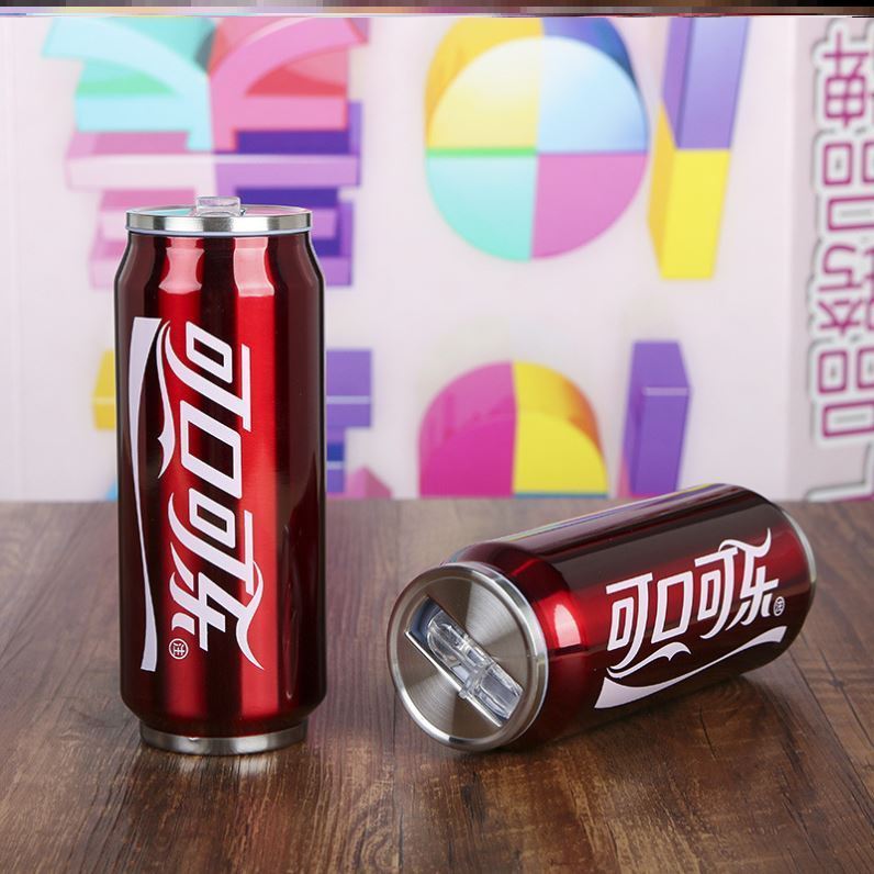 Cola bottle Straw cup ins Portable cans pull cans Stainless steel thermos female kettle gift shake sound gift