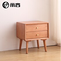 Instructions furniture Nordic style Simple modern white wax wood brass bedhead cabinet Japanese log solid wood drawer cabinet