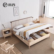 Nordic log wind storage bed white wax minimal modern Japanese color colour pressurized storage bed 1 8m 2 m 1 5m