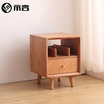 Nordic white wax wood small earbed head cabinet solid Japanese small household bedroom small drawer locker