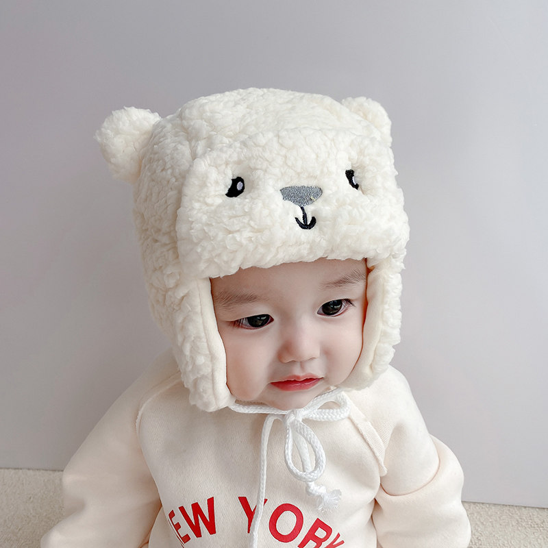 Winter baby hat Thickened Warm Infant Care Ear Hat Cute Cartoon Little Bear Male and female child headsets cap tide