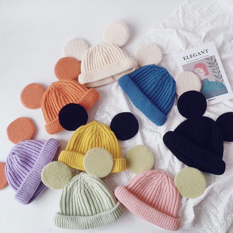 Men and women baby wool hat winter warm fashion ins Korean version solid color knitted children's wool hat autumn and winter tide