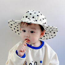 Spring and summer childrens fisherman hat thin cotton mens and womens baby sun hat cute super cute big brim sunscreen sun hat