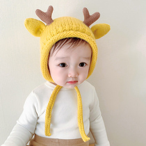 Baby wool cap cute super cute lace-up pullover cap 6-12 months male and female children knitted warm cap