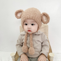 Baby hat scarf set winter cute super cute baby plush ear protection hat children warm wool hat tide