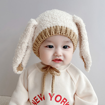 Baby hat autumn and winter cute super cute children Baotou hat long rabbit ears plush ear protection cap for boys and girls warm tide