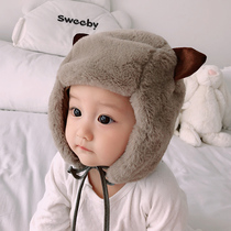 Baby hat winter plush padded warm male and female baby ear protection hat children's hood Lei Feng hat Korean tide