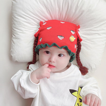 Baby Hat Warm Thickened Baby Hat in Autumn and Winter Korean Wig Wig Braid Cute Children Knitted Hat Tide