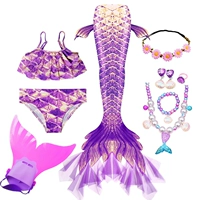 Комплект из трех частей фиолетовой марли + розовый венок + 5 ожерелий + ласты