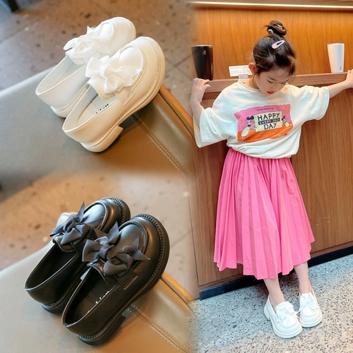 Туфли для кожаной обуви, черный весенний наряд маленькой принцессы в английском стиле для школьников, в британском стиле, тренд сезона, мягкая подошва