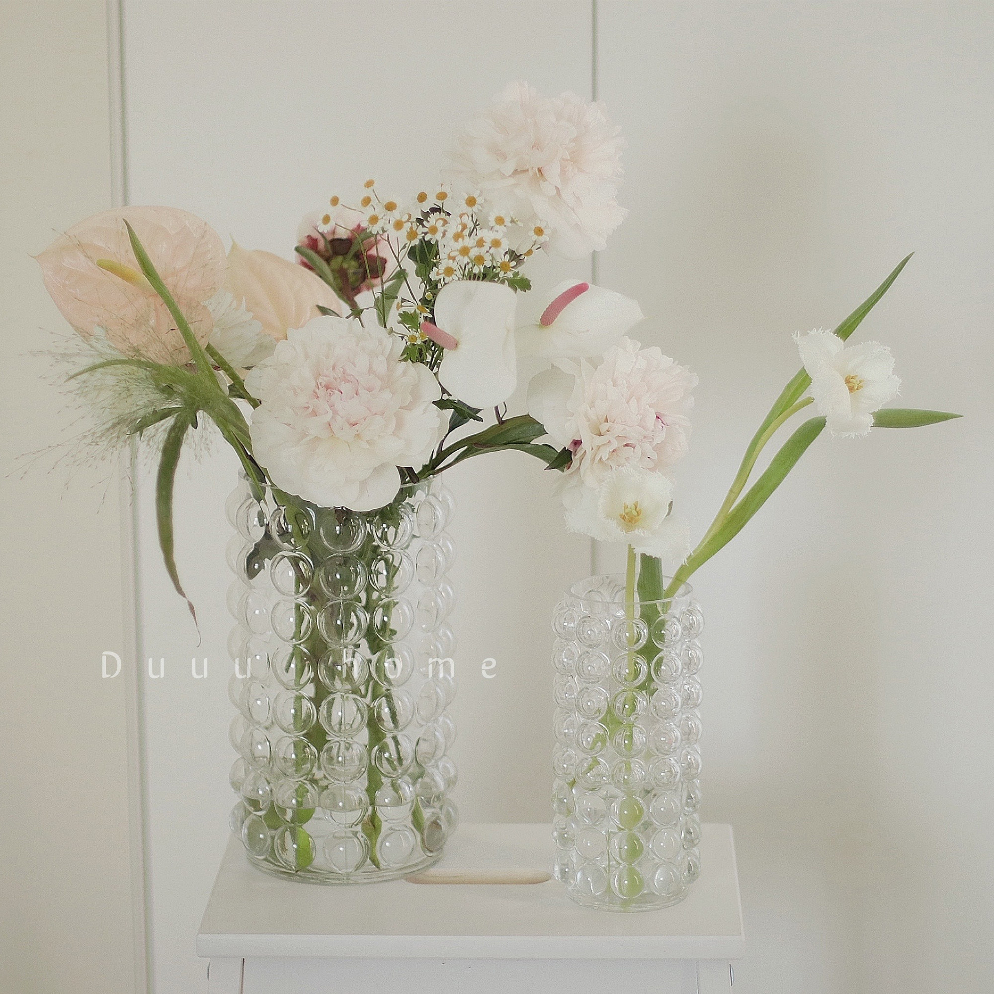 Transparent vase creative home Nordic INS style glass bubble relief modeling glass flower device model room