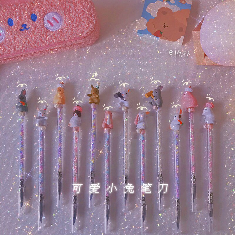 ins dream cartoon cute rabbit pen knife carving knife unboxing knife girl heart hand account utility knife cutting knife