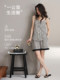 Pajamas with Breast Pads for Women, Summer Pure Cotton Sexy Suspender Shorts, Striped Casual Lazy Style Home Wear Two-Piece Set
