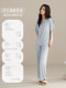 Summer Modal Pajamas for Women, Short-Sleeved and Long-Pants, Solid Color, Simple Style, with Chest Pads, All-In-One Home Wear Set