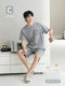 Fenteng Ke'An Three-Piece Pajamas Set for Men, Summer Thin Pure Cotton Short-Sleeved Long Pants, High-End Feel, Can Be Worn Outside as Loungewear