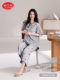 Pajamas for Women, Summer Pure Cotton Short-Sleeved Cropped Pants, Cartoon Print, Cute Casual Style, Thin Home Wear, Can Be Worn Outside