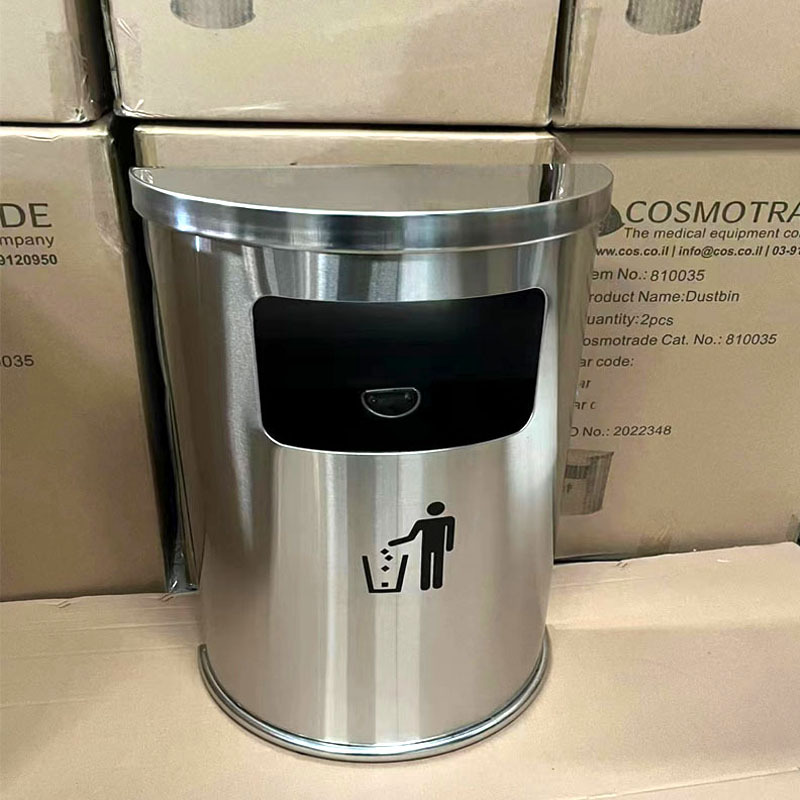 Stainless Steel Semi-Circular Ashtray, Wall-Mounted Trash Can for Shopping Malls and Supermarkets, Cigarette Butt Storage Bin for Hotel Corridors and Elevator Entrances Stainless Steel Semi-Circular Ashtray, Wall-Mounted Trash Can for Shopping Malls and Supermarkets, Cigarette Butt Storage Bin for Hotel Corridors and Elevator Entrances