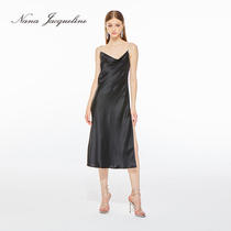 Nana Jacqueline black suspenders dress women Summer sexy long skirt evening dress design sense