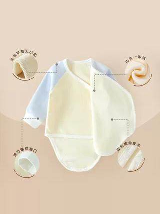 新生婴儿加绒包屁衣春秋冬三角哈衣爬服加厚初生宝宝护肚连体睡衣