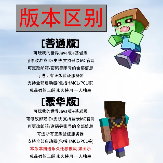 我的世界MC正版账号大揭秘!Java+基岩版如何选?Hypixel披风让你瞬间变大佬!_其他游戏软件平台_淘宝游戏网