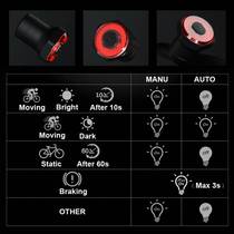 Smart Bicycle Rear Light Brake Sensing USB Charge Bike Light