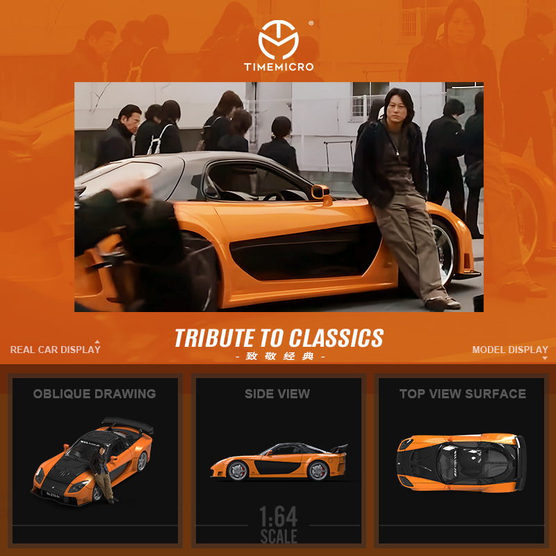 Tm1:64 Mazda Rx-7 Veilside Fast and Furious Simulation Alloy Car Model