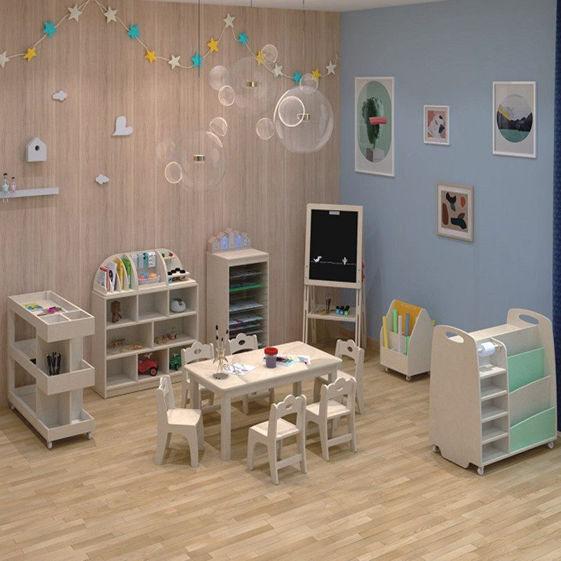 Kindergarten art room layout display cabinet small children's easel special drawing paper cabinet early education center drawing paper roll rack