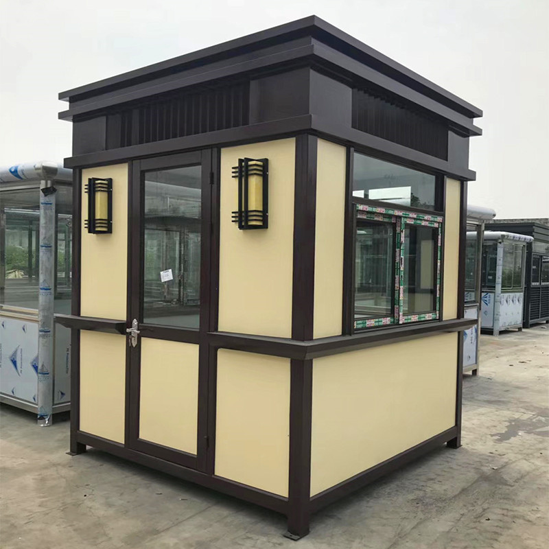Spot metal carved board sentry box Outdoor movable steel structure security booth property duty room finished sentry box