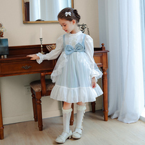 Girls Lolita Autumn Dress Genuine Princess Dress Dress Childrens Net Red Lolita Bow Cotton Western Style