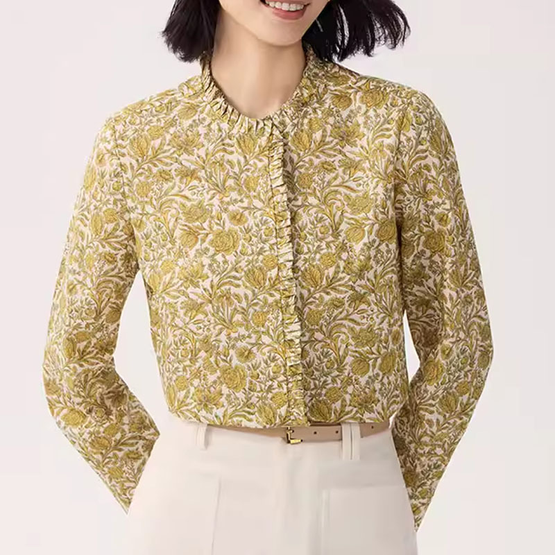 Artis Yadi 26 Spring New Collection Italian Cotton Ruffled Edge Printed Shirt Ar6016003-021
