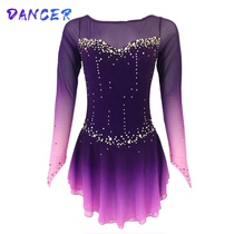 Customized Figure Skating Show Costume Adult Girls Performance Competition Gradient Dress Drill