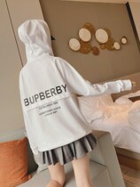 2020 Fall new Lianhood sweatshirt woman thin Tide Cards Loose students Lazy Wind overfire white Ins blouses