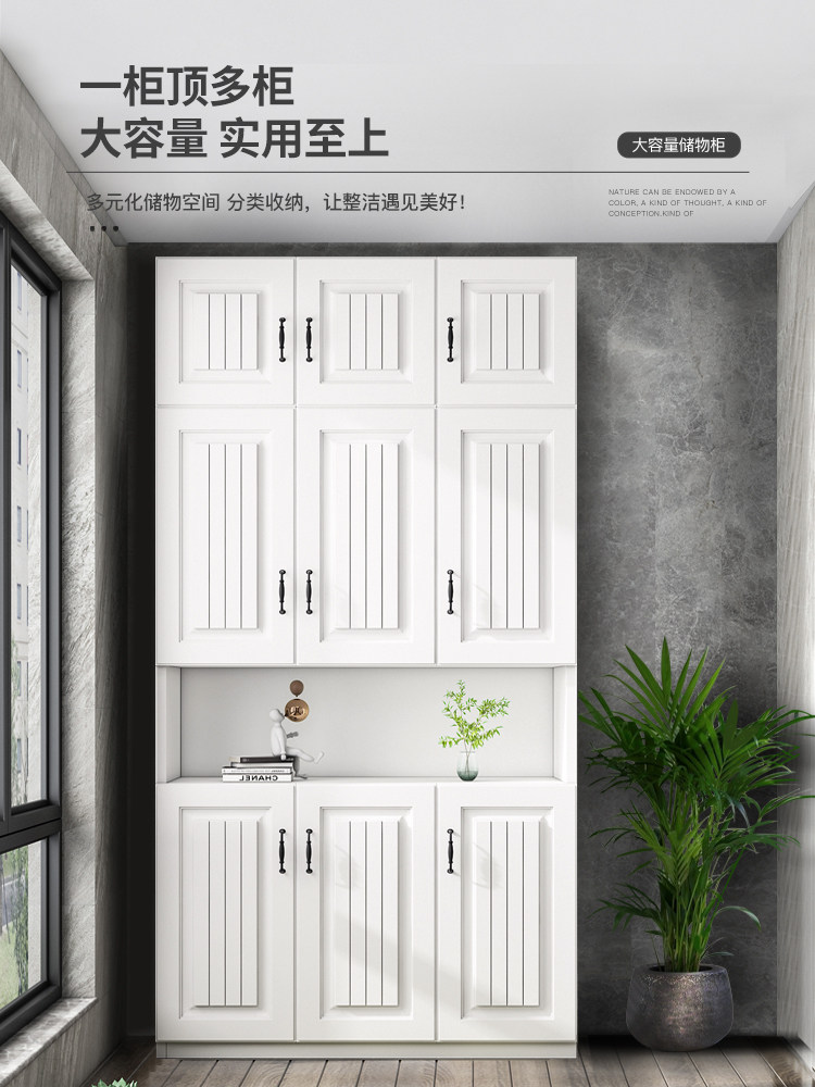 Balcony Cabinet, Storage Cabinet, Sun-Proof, Wall-Mounted, Large-Capacity High Cabinet, Storage Cabinet, Modern Simple Solid Wood Bay Window Storage Cabinet