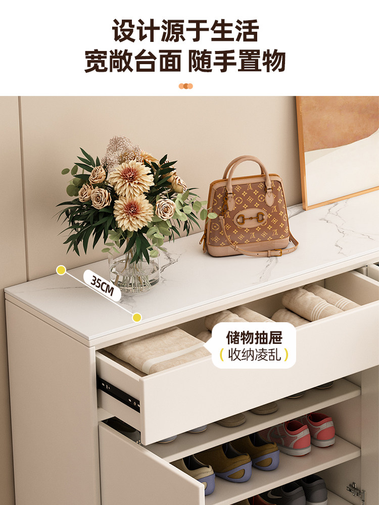 Solid Wood Slate Shoe Cabinet for Home Entrance, Indoor Large-Capacity Storage Cabinet, Modern Simple Wall-Mounted Entryway Cabinet