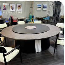 Hotel electric dining table large round table hotel solid wood table and chair combination restaurant 15 people 20 people rock slab customized 2 meters 3 meters