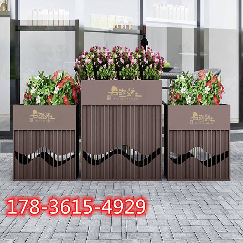 Outdoor wrought iron flower box custom outside swing flower bed combination partition fence shopping mall sample house display center planting flower trough square