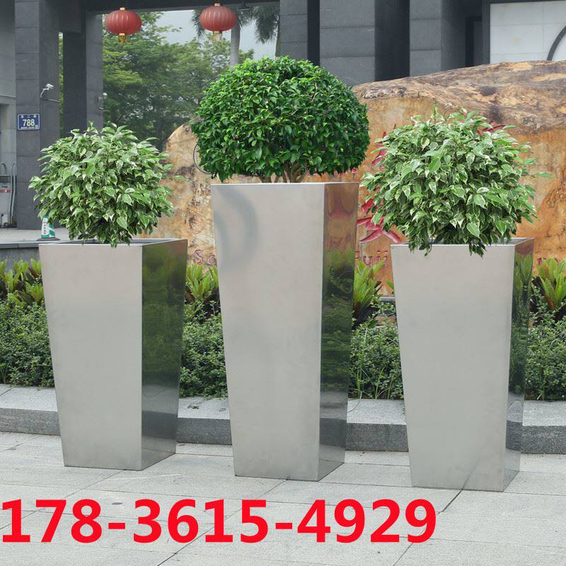Stainless steel combined flower box mobile sample house display center outdoor flower trough flower stand rectangular anti-corrosion flower bed supports customization