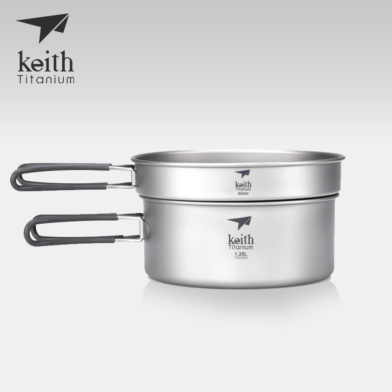 Keith Shears Titanium Pan Pure Titanium Cover Pan Outdoor pot Camping Cooker Portable Dining Box Lunch Box Field Titanium Cutlery