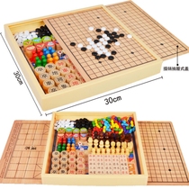 Checkers Flying Chess Children Intellect Wood Toys Students Five Chess multifunction Desktop Parenting Game Fighting Chess