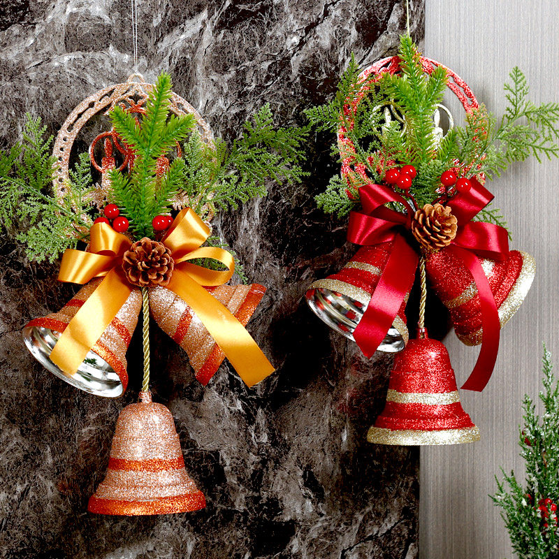 Christmas decorations Christmas bell pendant Christmas tree shop window scene layout big bell hanging door hanging