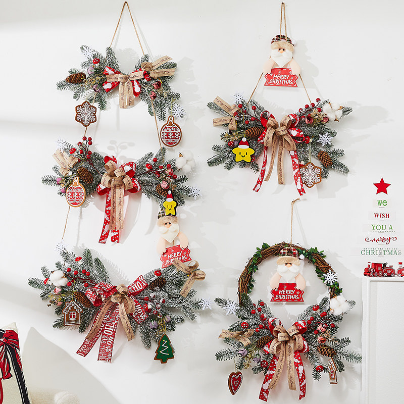 Christmas Decorations Creative Flower Ring Vine Strips Hanging Accessories Christmas Tree Doors Wall Pendant Door Shop Scene Arrangement-Taobao