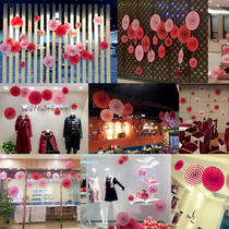 Christmas decoration decoration Shop window Shopping mall jewelry store celebration scene Pendant pendant Paper fan flower pendant