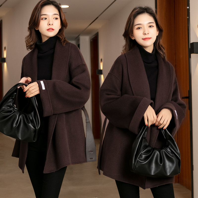 Double-sided cashmere coat female counter-season clearance special new mid-long hair dobble loose cloak coat female in autumn and winter