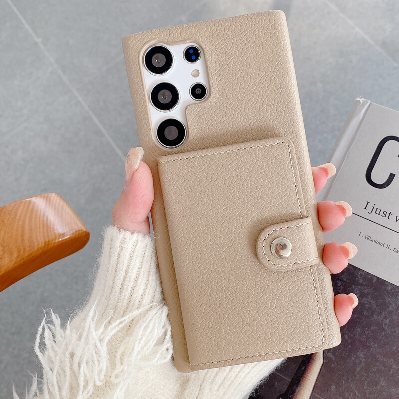 Leather Phone Case with Coin Pocket for Samsung S25 Ultra, Card Holder for S23 Ultra, Card Case for S22+ Plus, Wallet for S21, Card Slot for S10E, High-End Leather Integrated Case for Note 20, Women's S24 Ultra