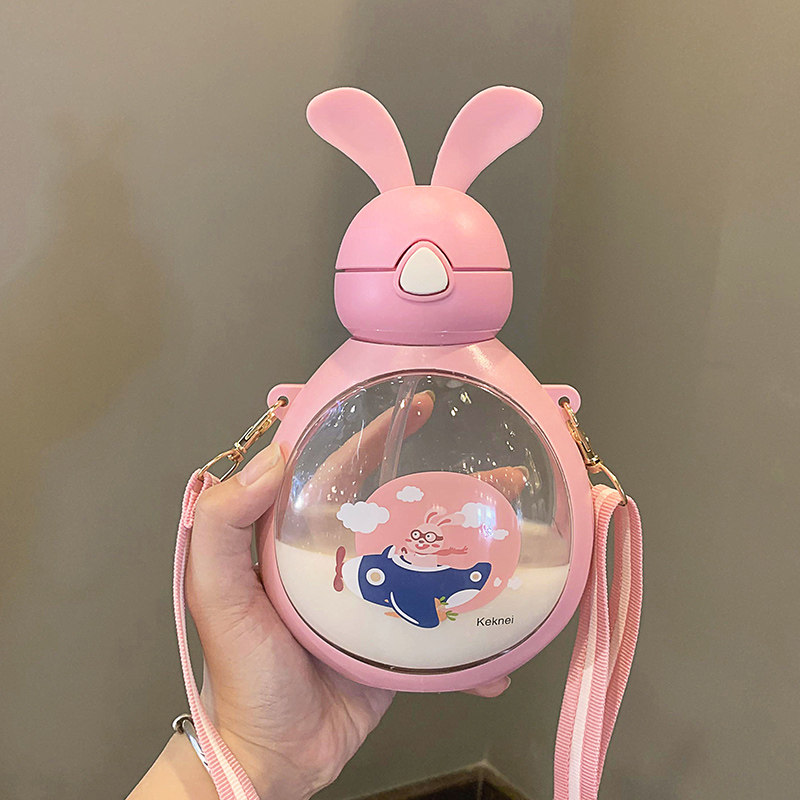 Children's water cup to school special summer anti-fall baby straw cup outgoing to carry kindergarten girls drinking cup