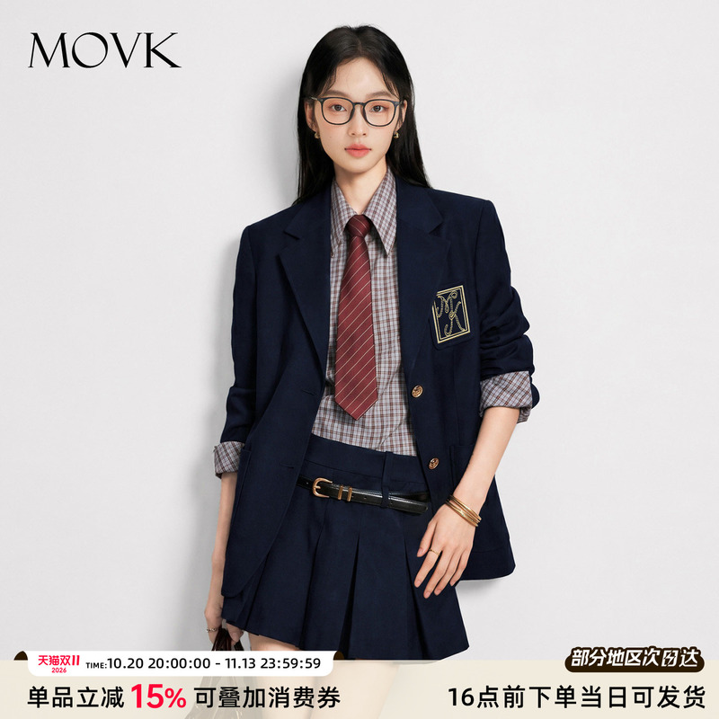 Movk Preppy Style Suit Casual Blazer for Women 2026 Autumn New High-End Suit with Elegant Temperament for Petite Figures